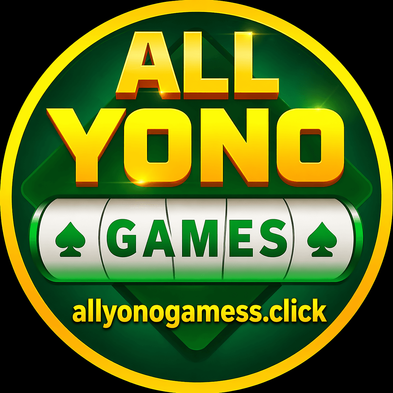 Title banner image with cards and casino lights for Yono games
